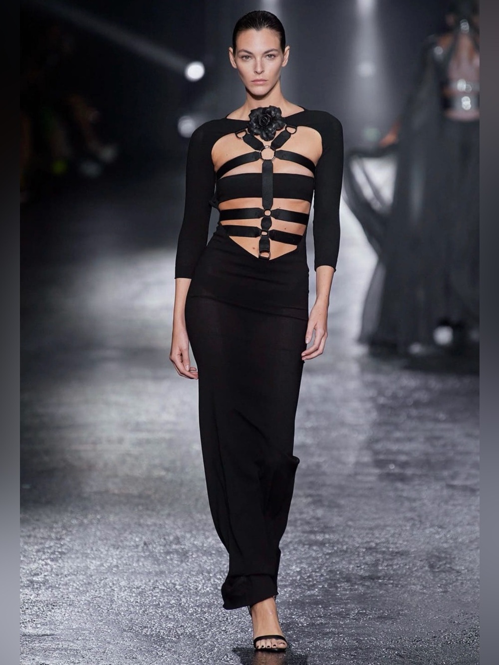 Roberto Cavalli Black Strappy runway Cutout Dress $3300